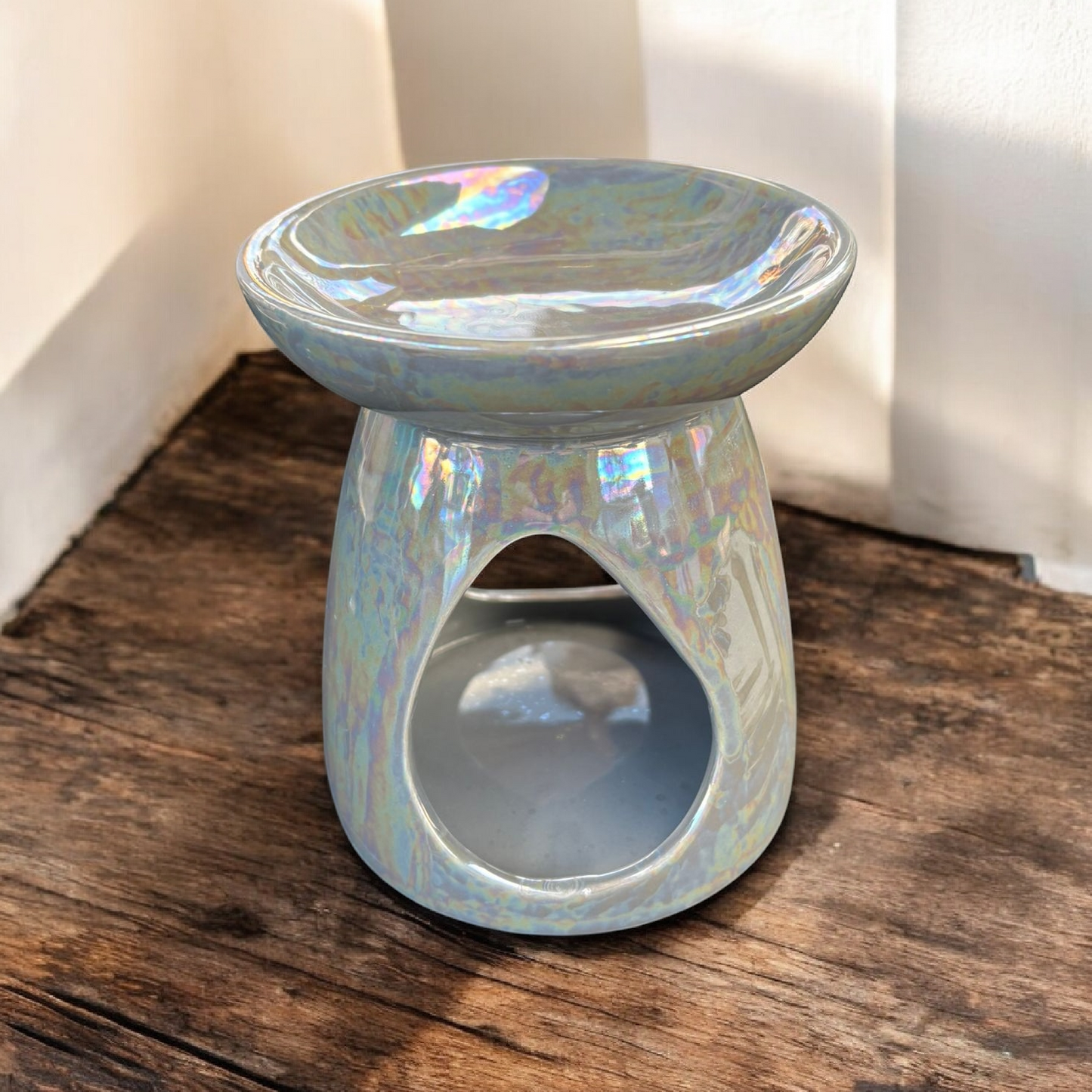 Deluxe Grey Teardrop Pearlised Wax Melt Burner 14cm
